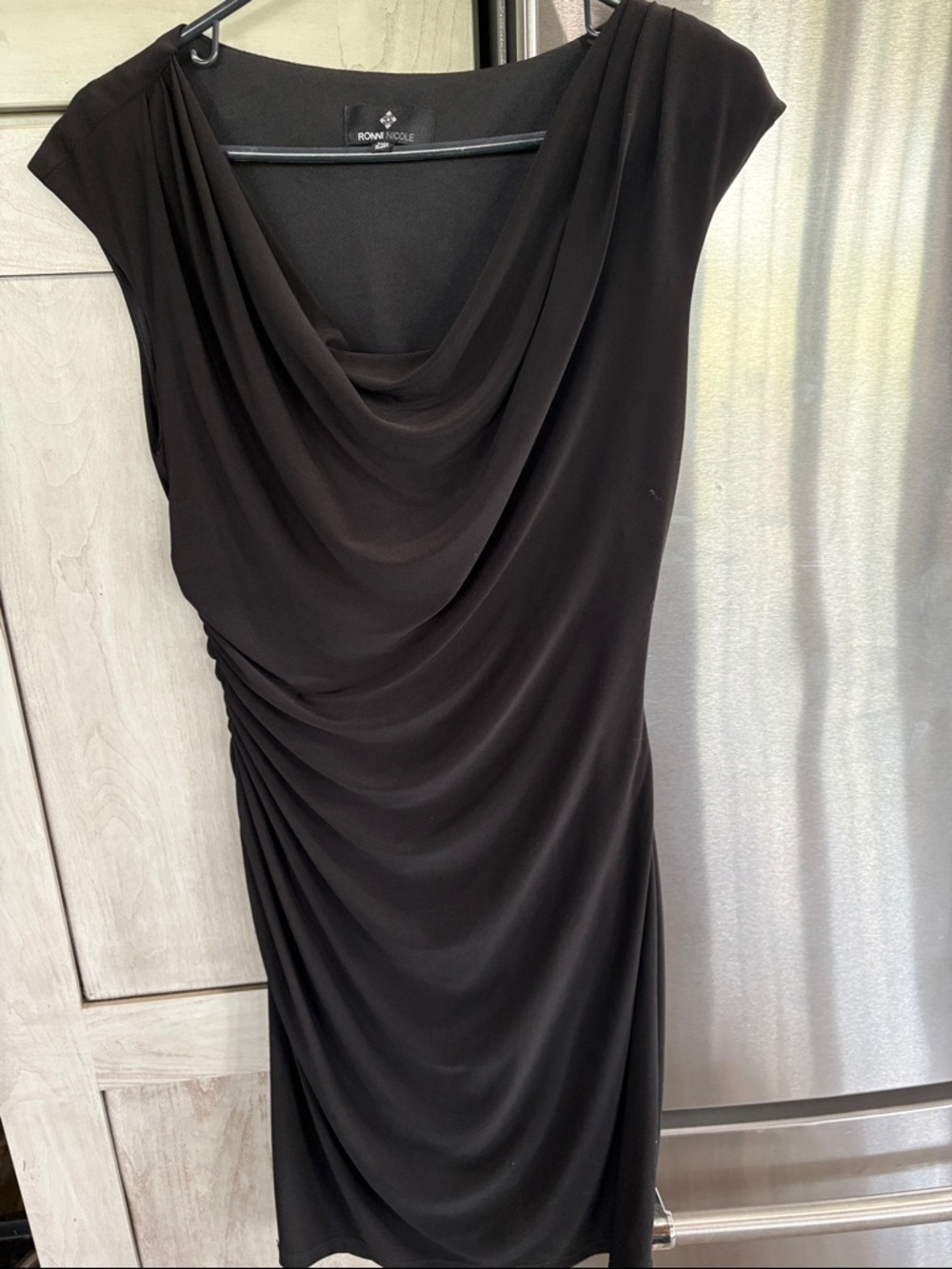 Ronni Nicole Black Draped Dress size 10P